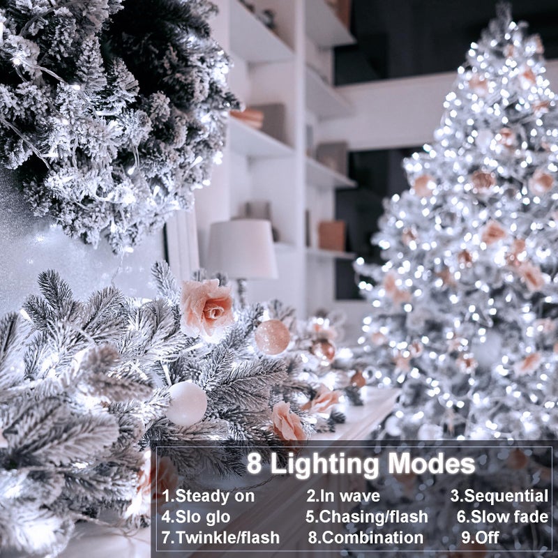 echosari LED String Lights, 100 LED Battery Operated Fairy Lights with Remote Dimmable Timer 8 Modes Christmas Lights for Outdoor Indoor Backyard Room Decoration (Cool White) - Image 4